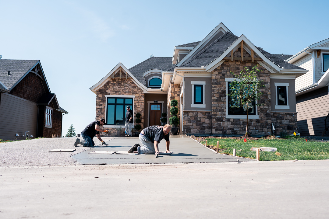 Concrete driveway pour