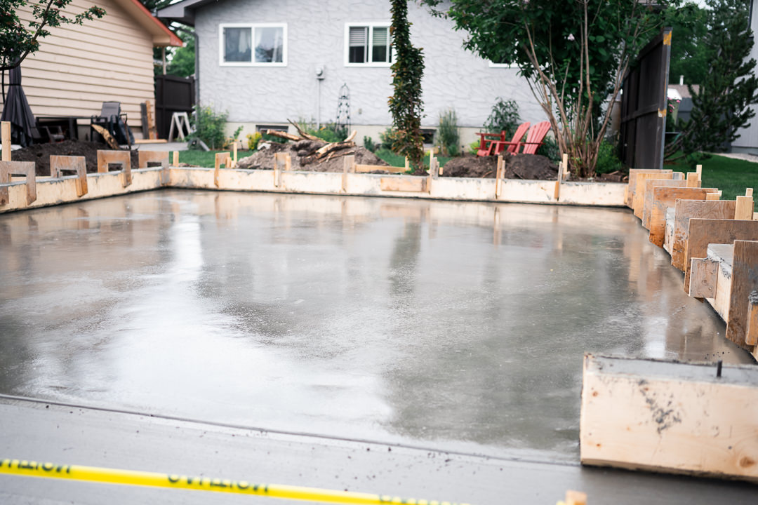 Poured concrete pad